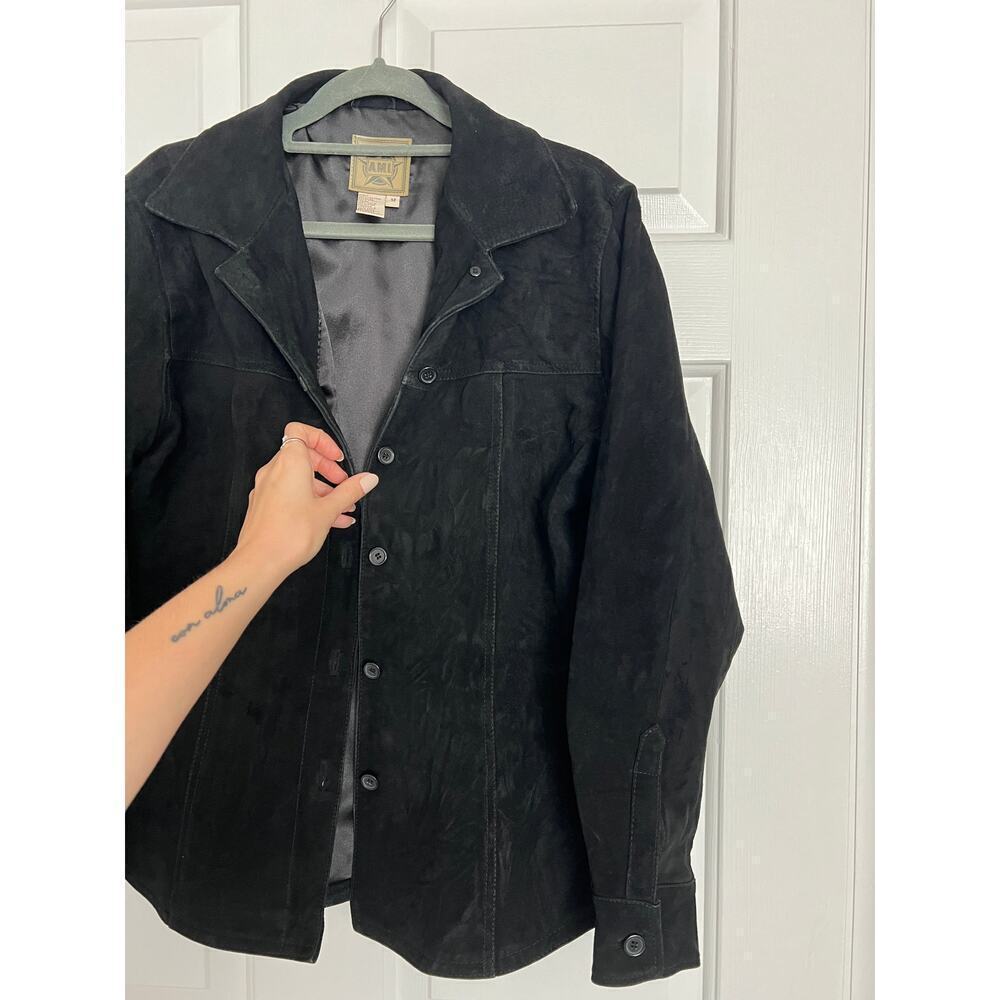 Vintage AMI Black Suede 100% Leather Shacket Jacket